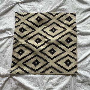 Boho tribal print linen tan & black pillow cover